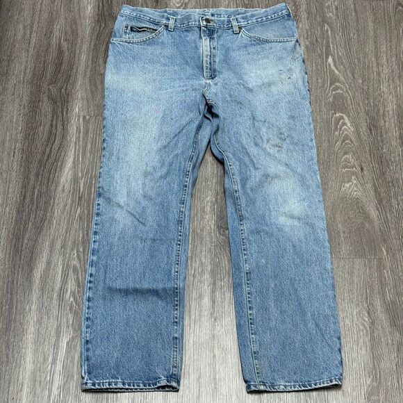 VIntage Lee Jeans Mens 37x31 Blue Light Wash Straight Leg Denim‎ Cowboy Workwear - Picture 1 of 11